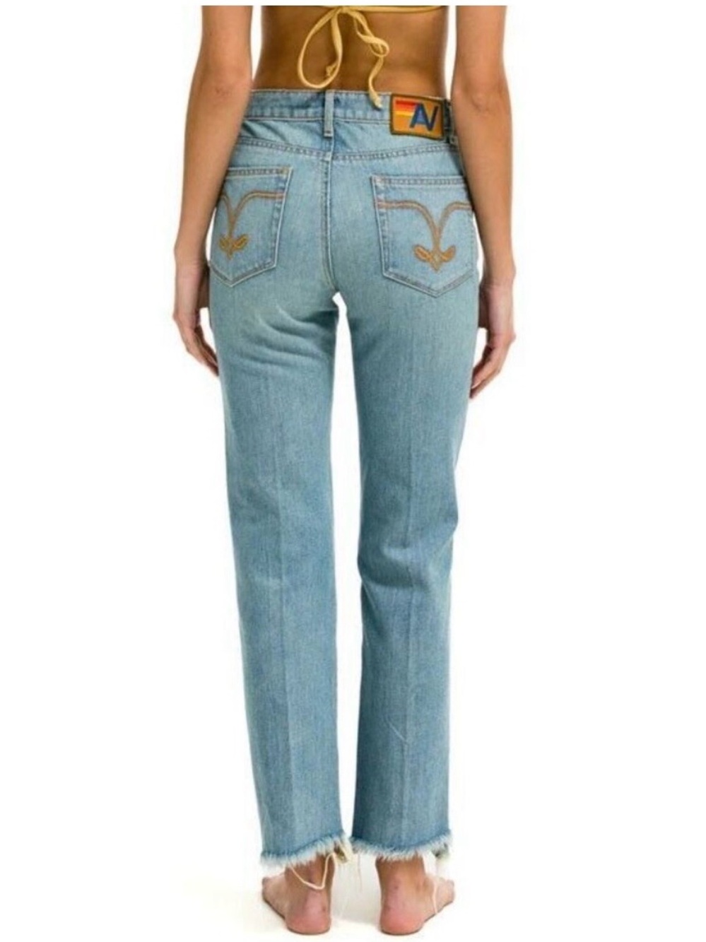 Aviator Nation Mid Rise Canyon Jean Straight Leg Distressed in Vintage Wash 24